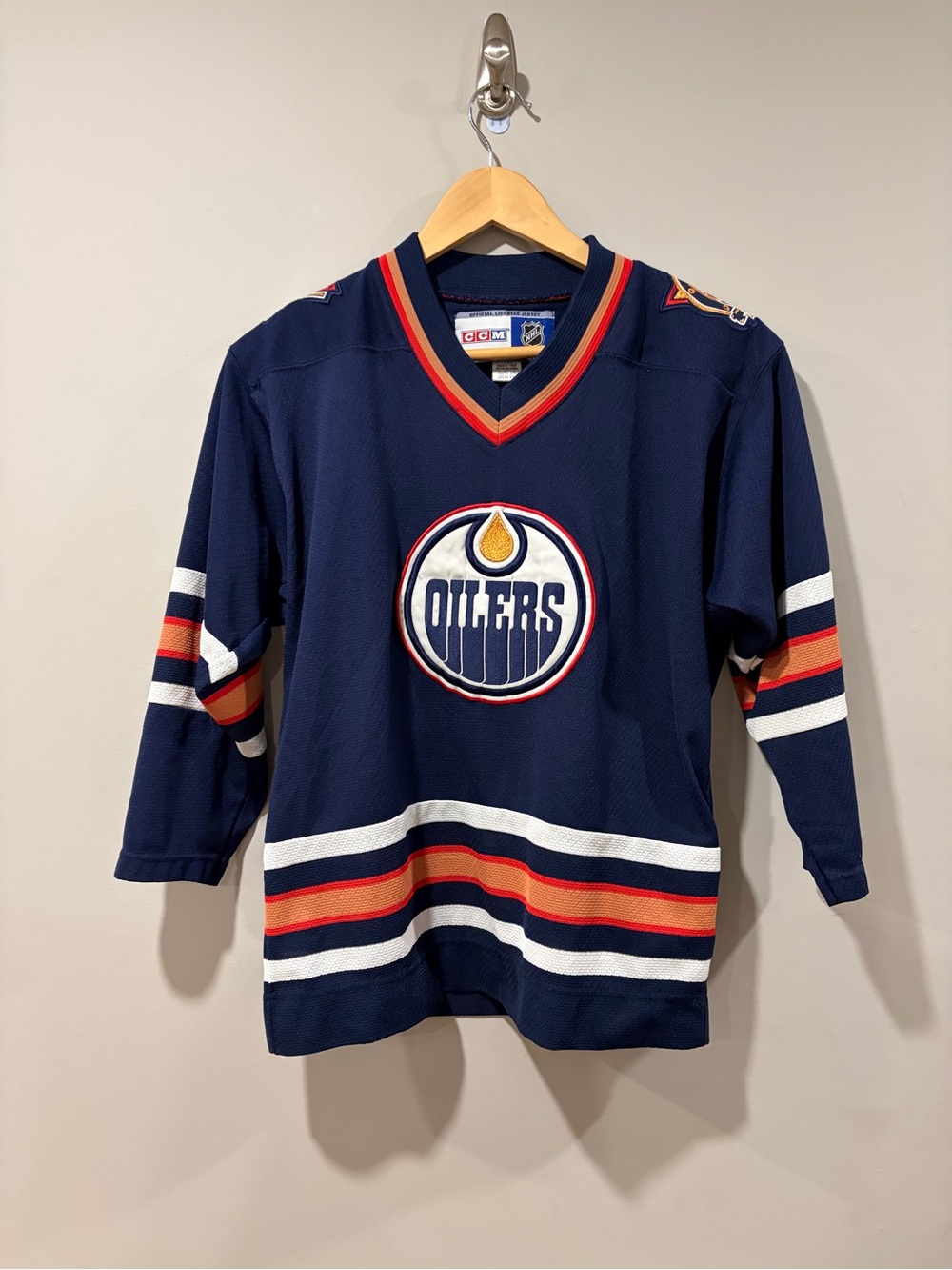 Vintage Edmonton Oilers CCM NHL Youth L/XL Hockey Jersey - Rare